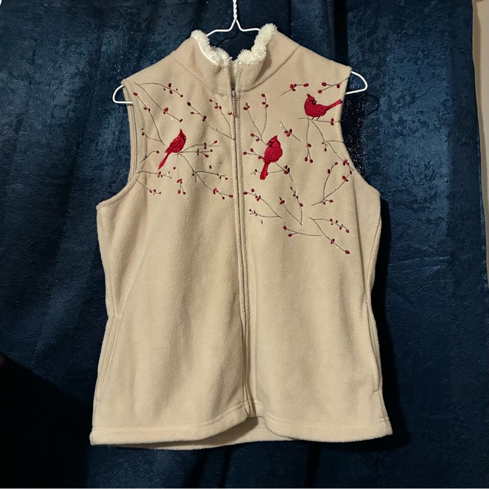 Embroidered Cardinal Fleece Vest Croft & Barrow
